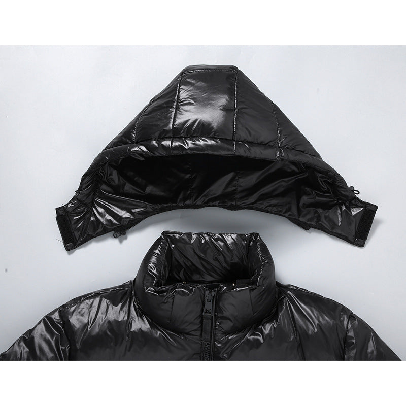 Schwarze kurze Winterjacke mit Kapuze – Bild 2 | LuxeStyle