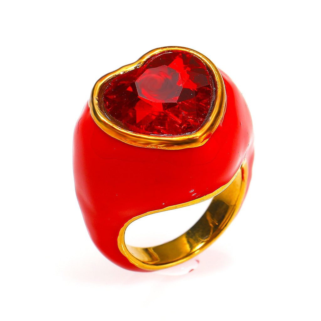 Titanstahl-Ring mit Emaille und grossem Edelstein – Bild 8 | LuxeStyle