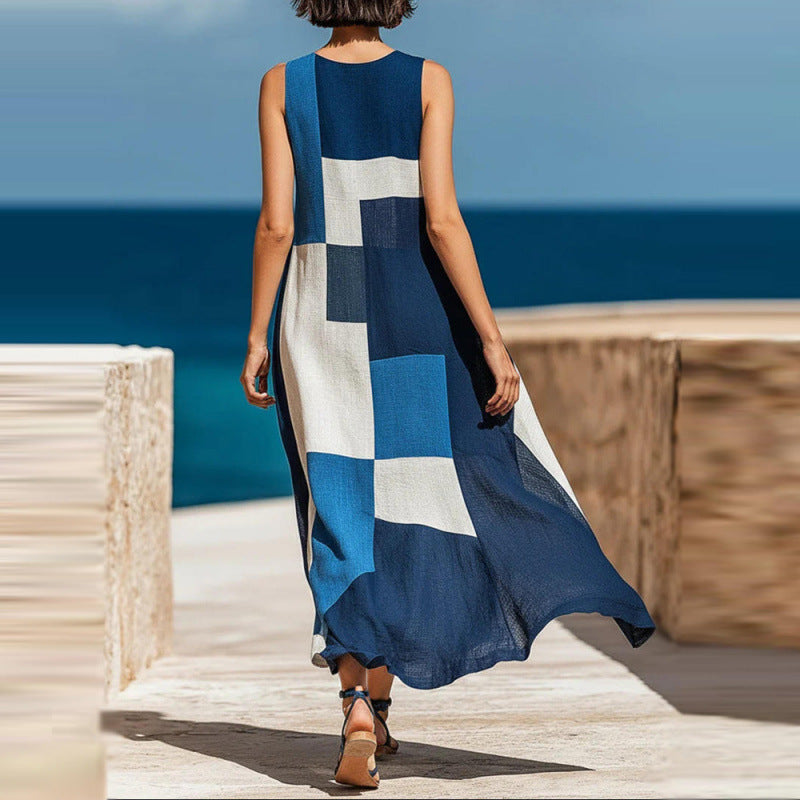 Elegantes ärmelloses Plaid-Kleid