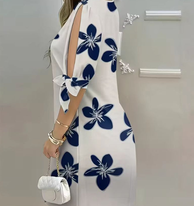 Ärmelloses Blumenkleid mit Bindeträgern – Bild 4 | LuxeStyle