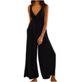 Eleganter Jumpsuit mit weitem Bein und V-Ausschnitt – S-Black – Bild 1 | LuxeStyle