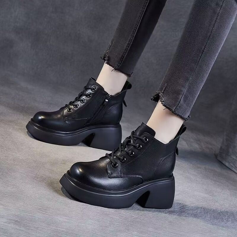 Mid-Calf Boots mit klobigem Keilabsatz – Bild 5 | LuxeStyle