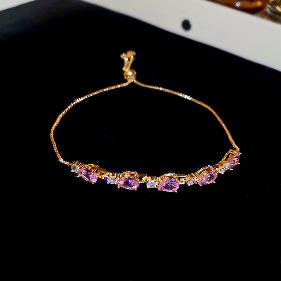 18K Goldgefüllte farbige ovale CZ-Anpassbare Armband