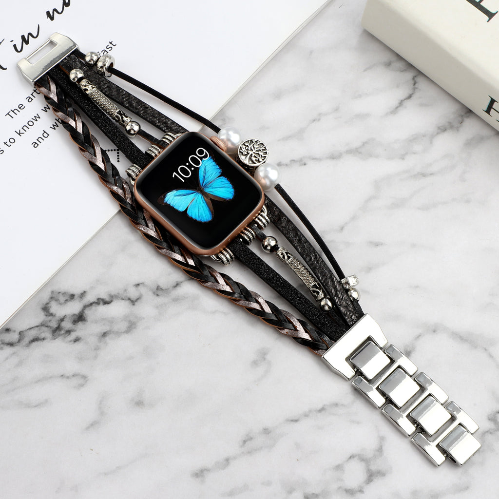 Vintage Metall-Leder Armband für Apple Watch – Ansicht 5