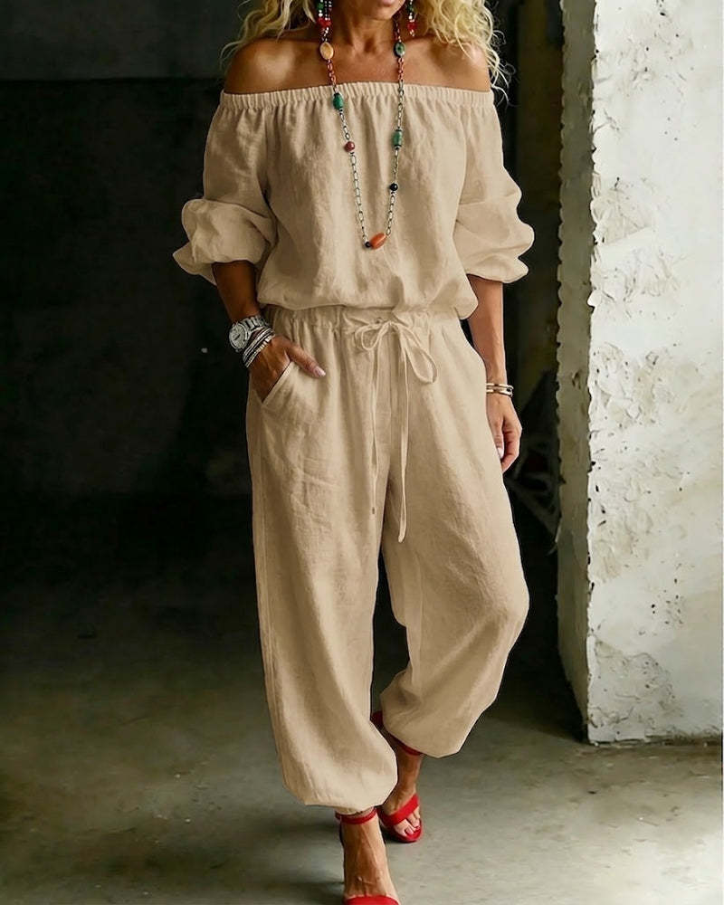 Jumpsuit Set: One-Shoulder Top & Jogger Hose