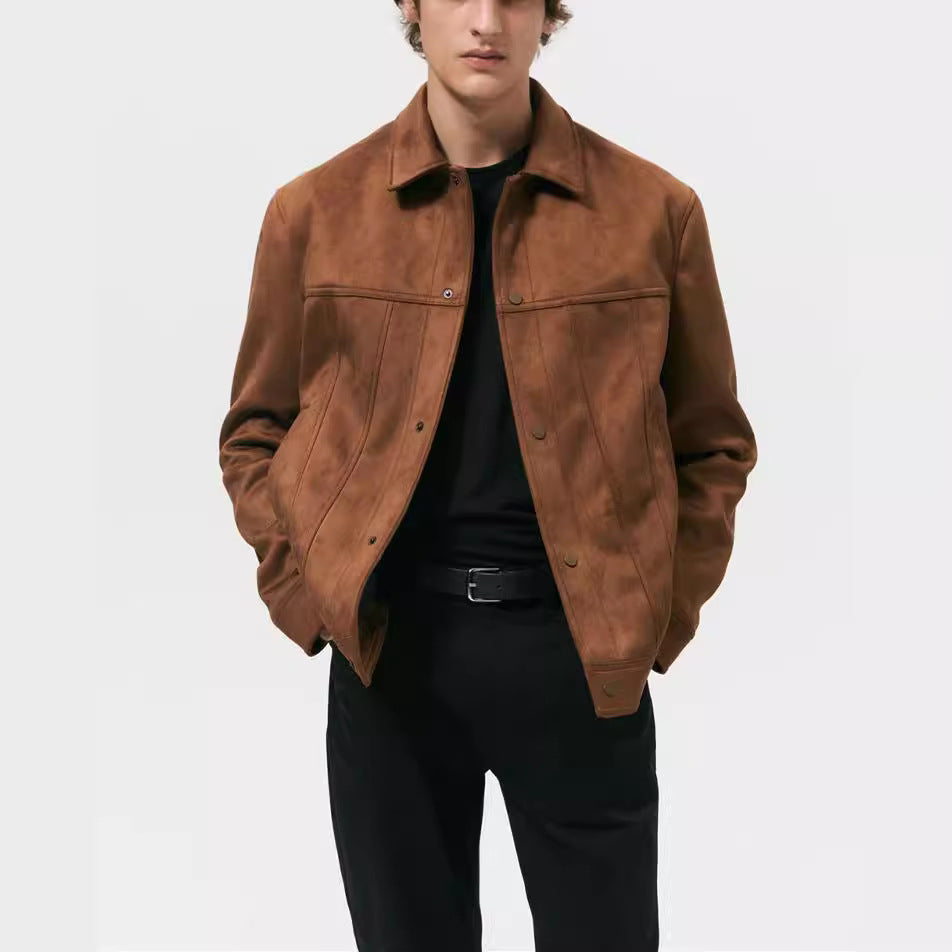 Herren Lederimitat Reversjacke