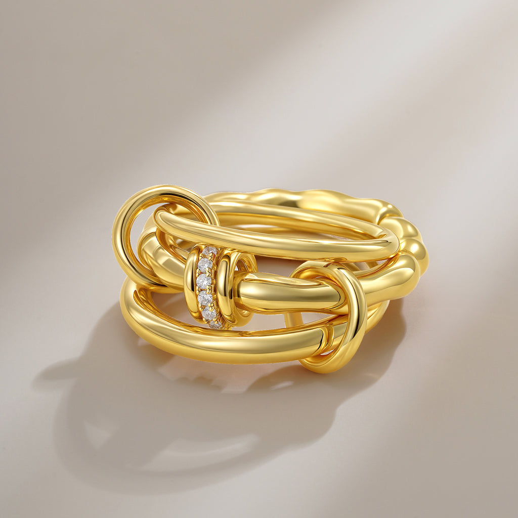 Vergoldeter Unisex-Ring mit drei Gliedern – Bild 4 | LuxeStyle