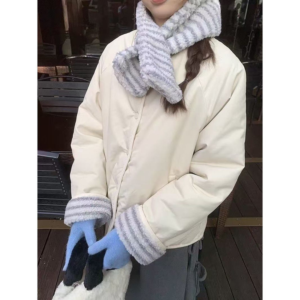 Koreanischer Strickmantel mit Fellkragen – Bild 7 | LuxeStyle