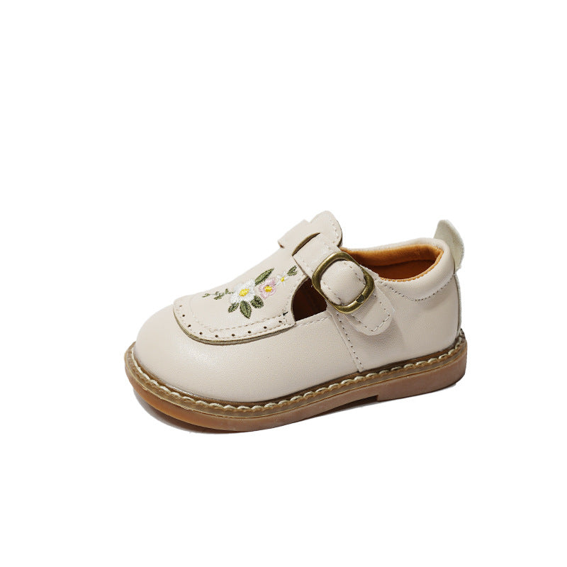 Mädchen Leder Prinzessinnen-Schuhe mit Stickerei