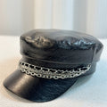 PU-Leder Newsboy-Mütze mit Ketten-Details – Bild 1 | LuxeStyle