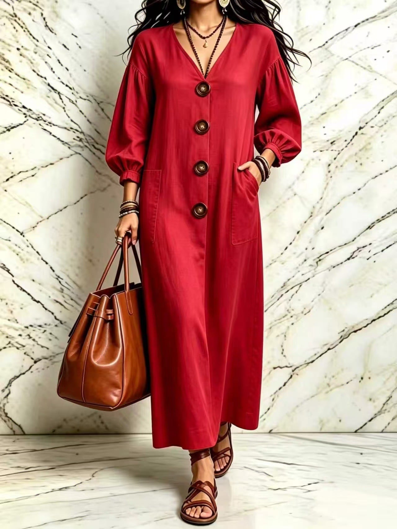 Elegantes Damenkleid mit geometrischem Muster