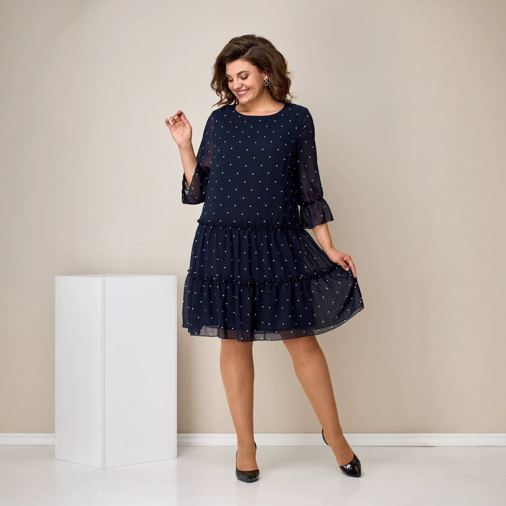 Damen Polka-Dot Chiffonkleid