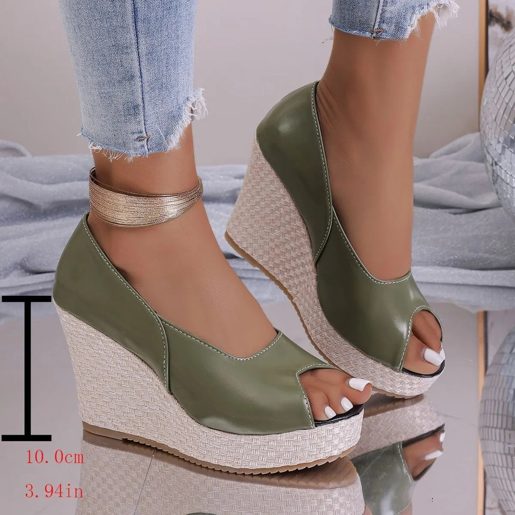 Plateau Peep-Toe Sandalen mit hohem Absatz