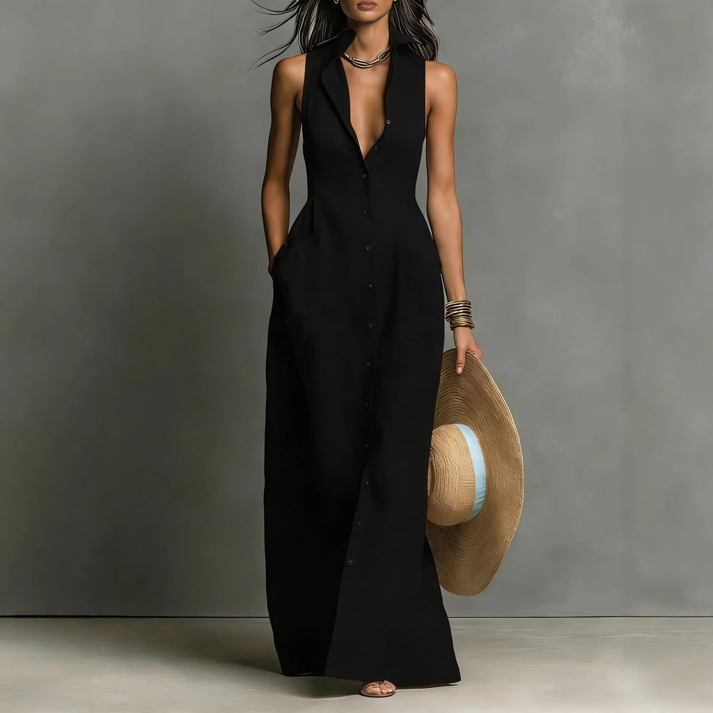 Ärmelloses Hemdkragenkleid – Bild 10 | LuxeStyle