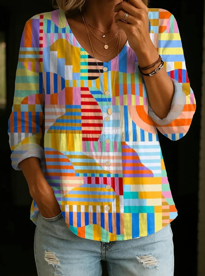 Damen Rundhals-Shirt mit Print in grossen Grössen – Bild 8 | LuxeStyle