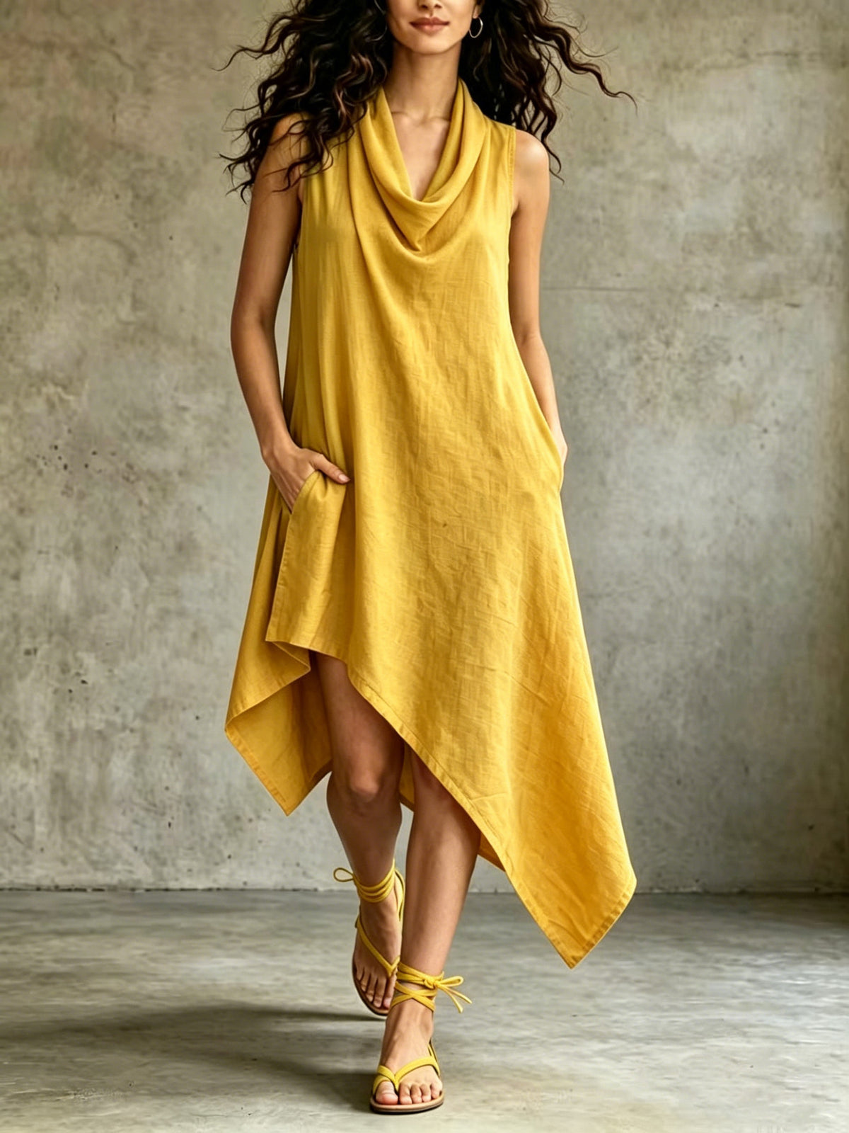 Ärmelloses V-Neck Sommerkleid – Bild 4 | LuxeStyle