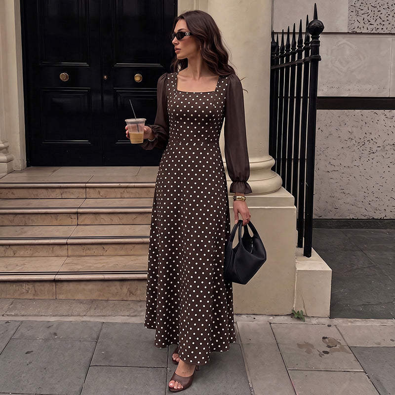Retro Polka-Dot A-Linien-Kleid