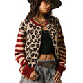 Gestreiftes Top & Cardigan mit Leopardenmuster – Bild 1 | LuxeStyle