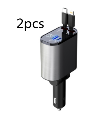 KFZ-Schnellladegerät 100W · ausziehbare Kabel USB-C & Lightning