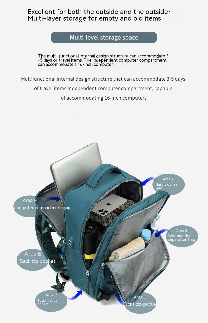 Leichter Nylon-Reiserucksack mit Nass-/Trockenfach