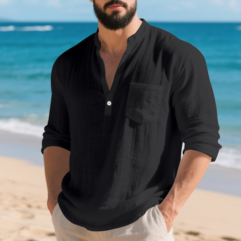 Linen Langarm-T-Shirt im Americana-Stil – Bild 3 | LuxeStyle