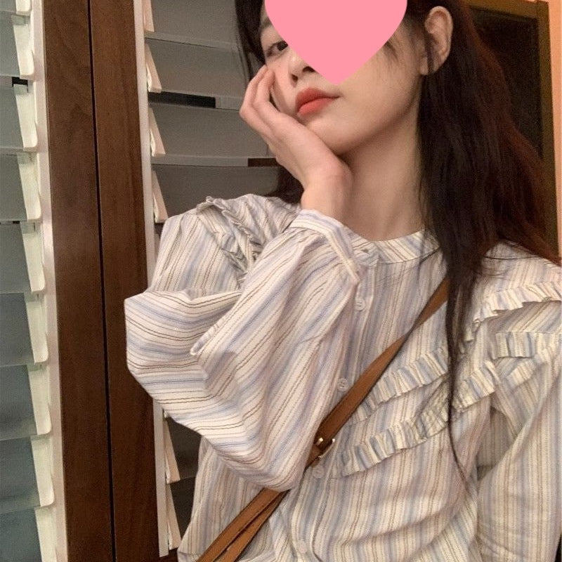 Chic geraffte Doppel-Layer Bluse im Vintage-Stil – Bild 2 | LuxeStyle