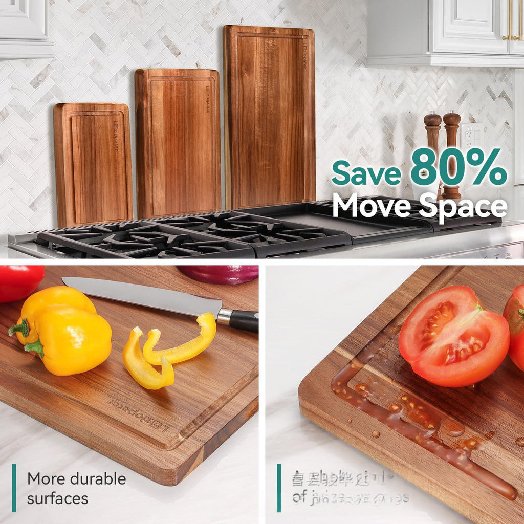 Acacia Holz Schneidebrett-Set – Bild 2 | LuxeStyle