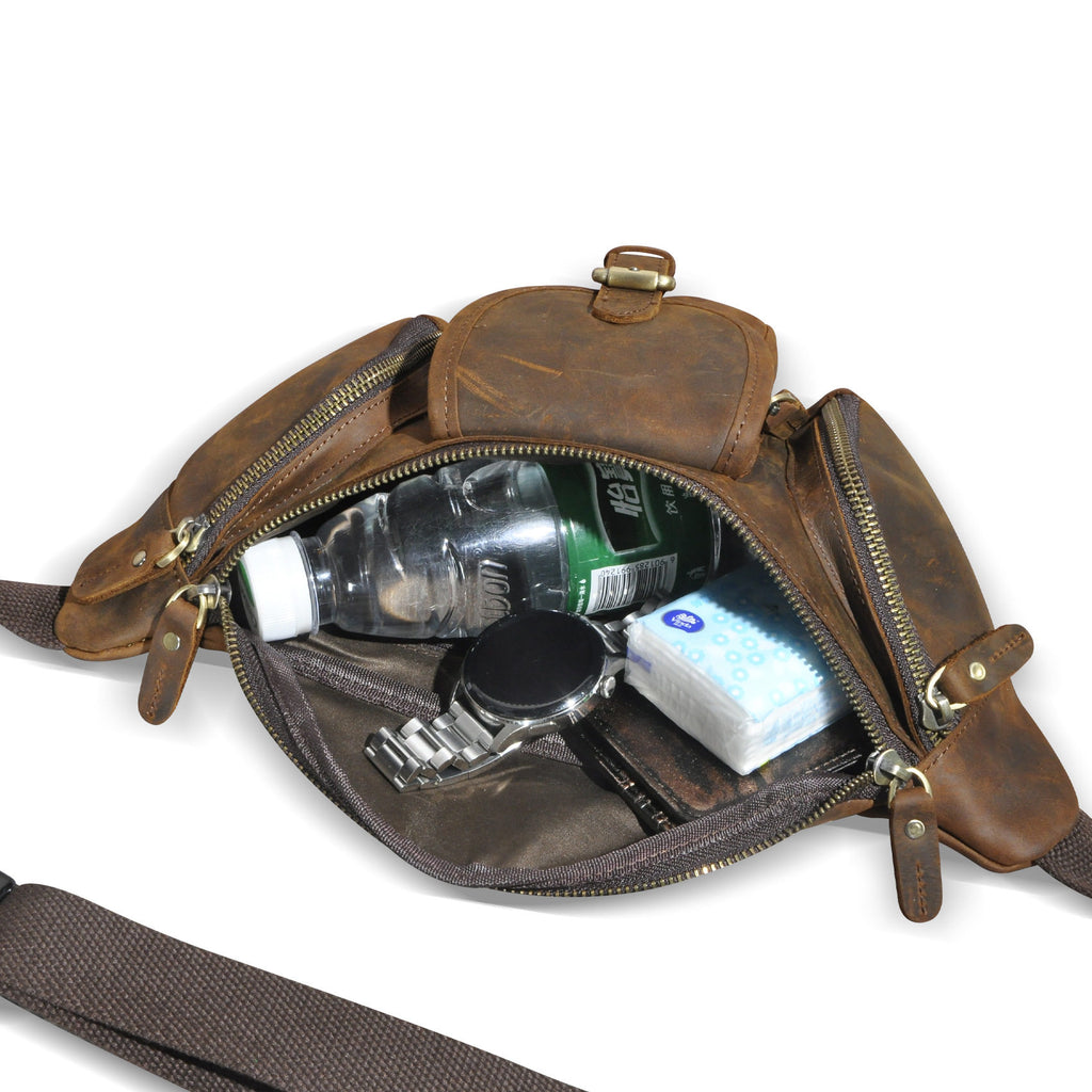 Crazy Horse Leder Brusttasche für Herren – Ansicht 5