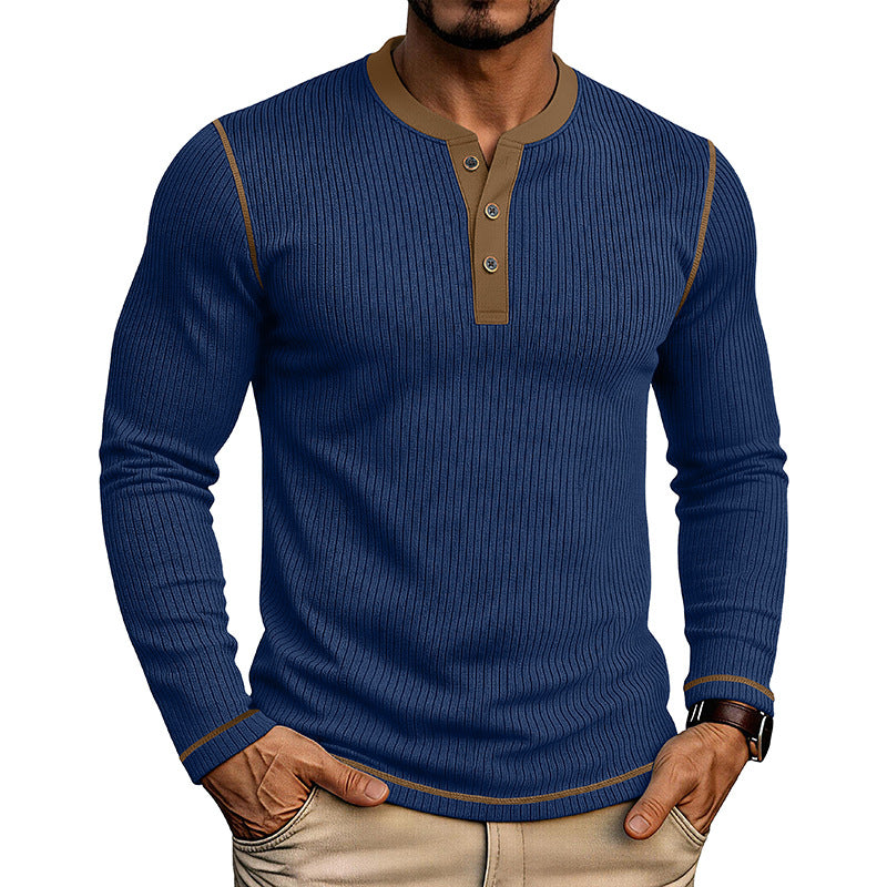 Herren Langarmshirt mit Farbblock Henley