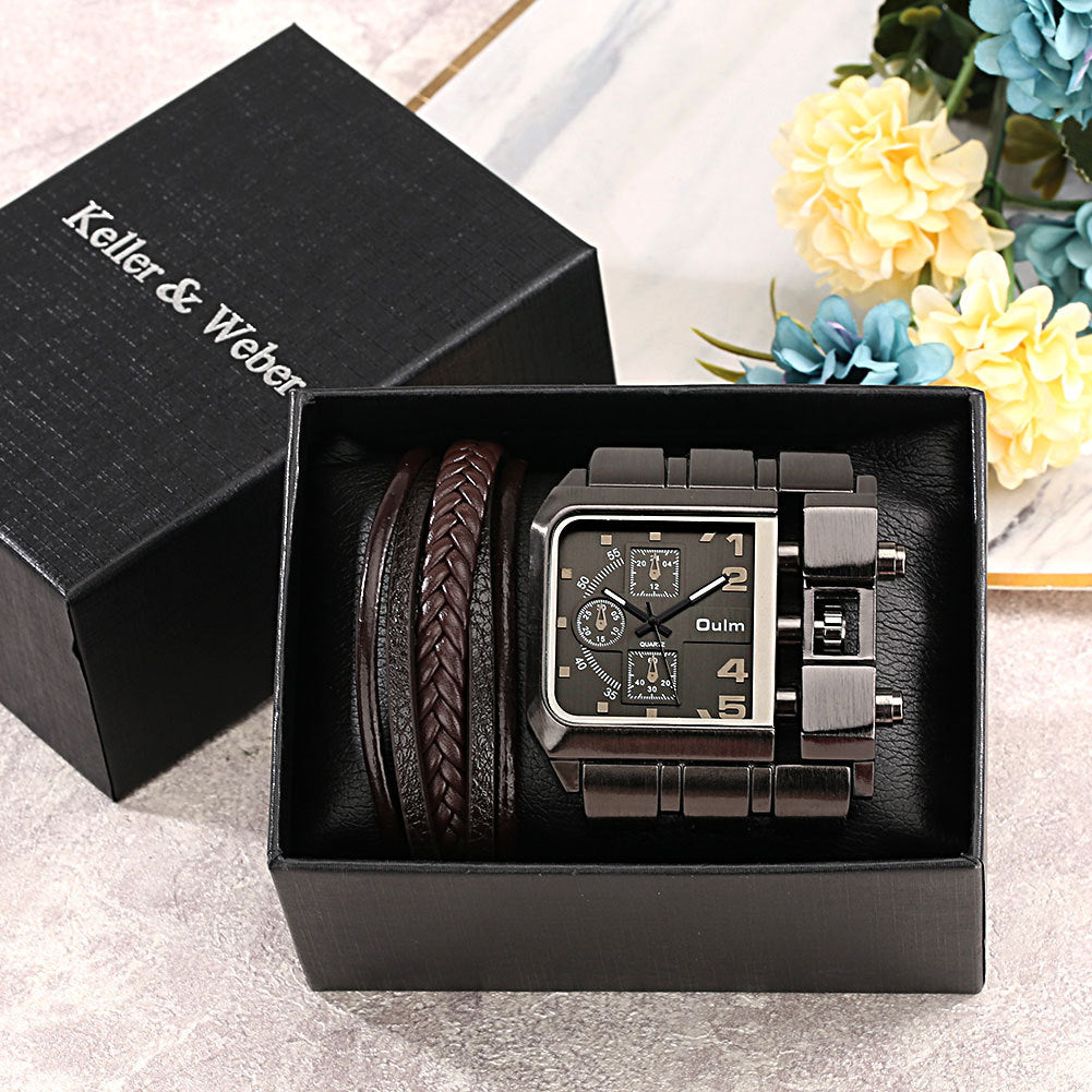Herren Quarzuhr mit grossem Zifferblatt & Armband-Set – Bild 2 | LuxeStyle