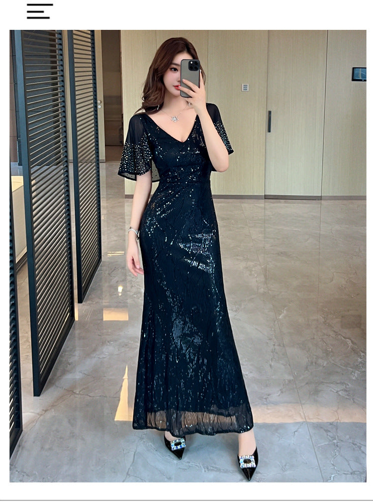 Langes Abendkleid mit Pailletten – Bild 9 | LuxeStyle