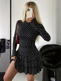 Rundhals-Kleid mit Rüschen und Leopardenmuster – Bild 1 | LuxeStyle