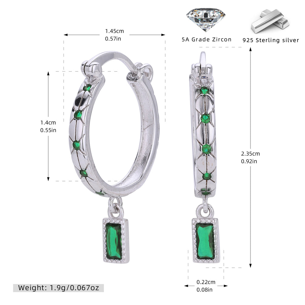 Sterlingsilber Ohrstecker mit Viereckiger Diamantveredelung Modisch Mi