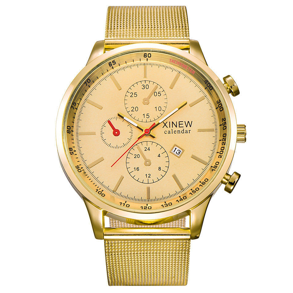 Herren Quarzuhr mit Datum, Edelstahl