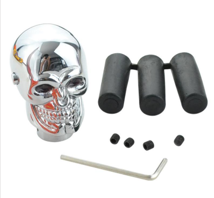 3D Totenkopf Schaltknauf mit blauen LED-Augen