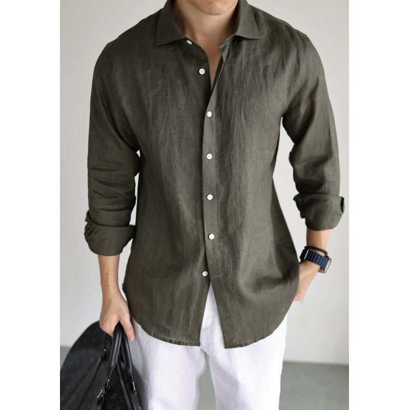 Herren Leinenhemd Langarm