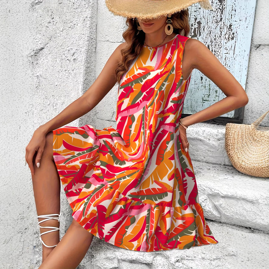 Elegantes Damenkleid mit Rüschensaum