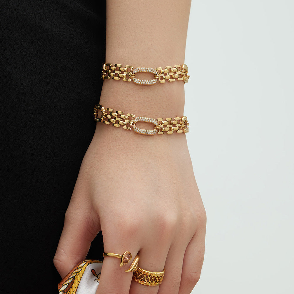 Leichtes Luxus-Edelstahlarmband mit Vollzirkonia für Damen – Bild 5 | LuxeStyle