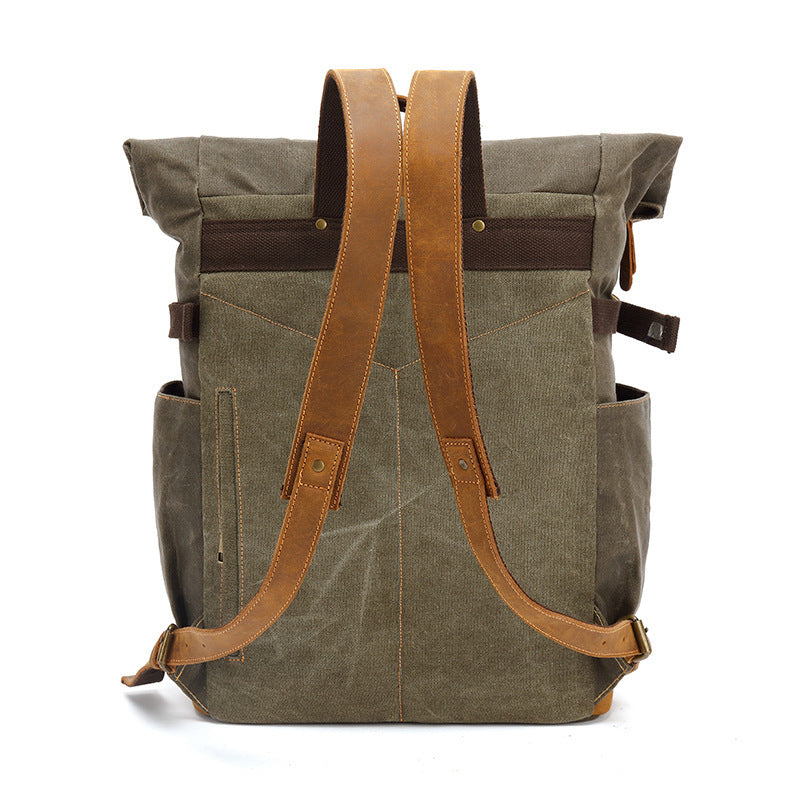 Vintage Canvas Rucksack mit Lederdetails