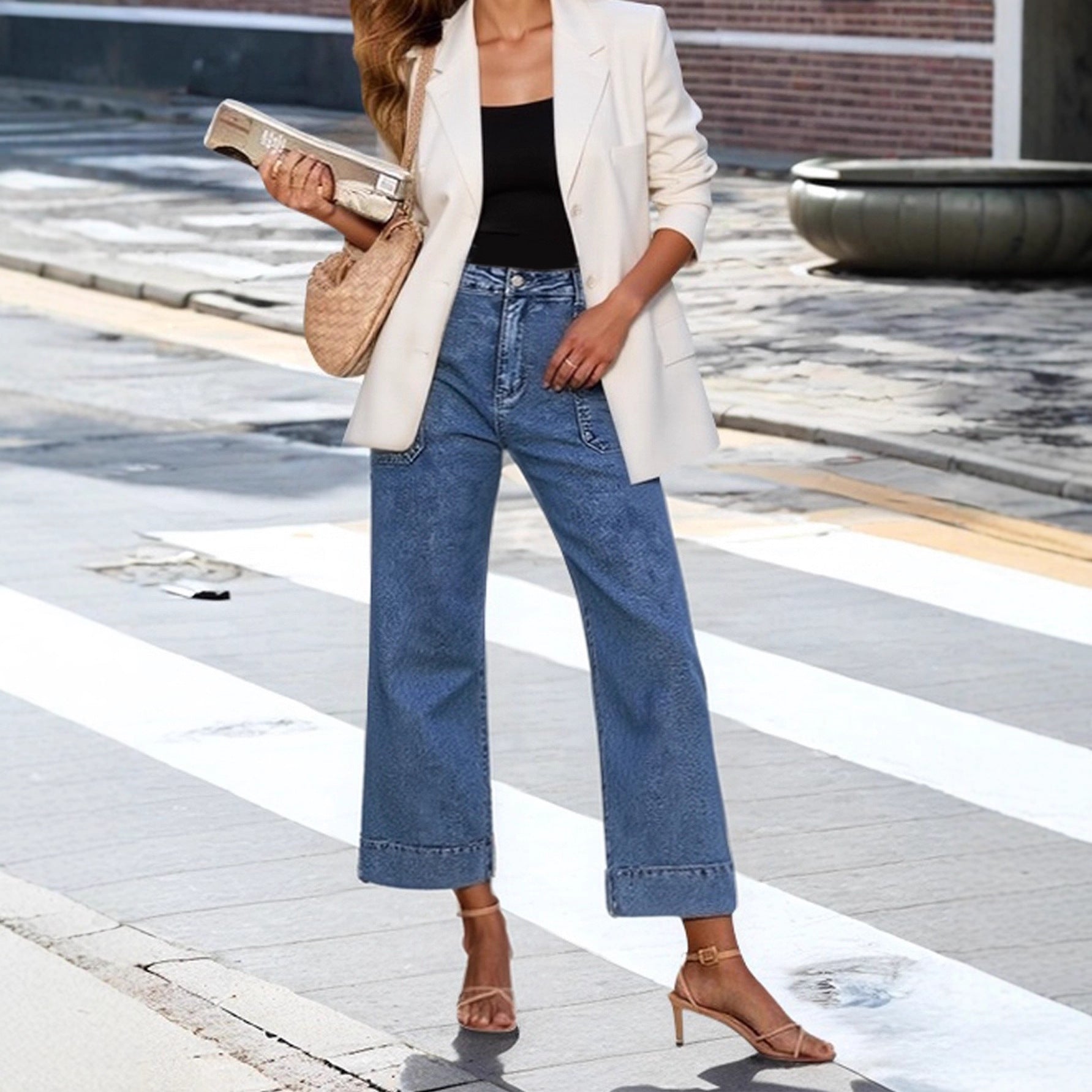 Dunkelblaue Slim-Fit-Hose