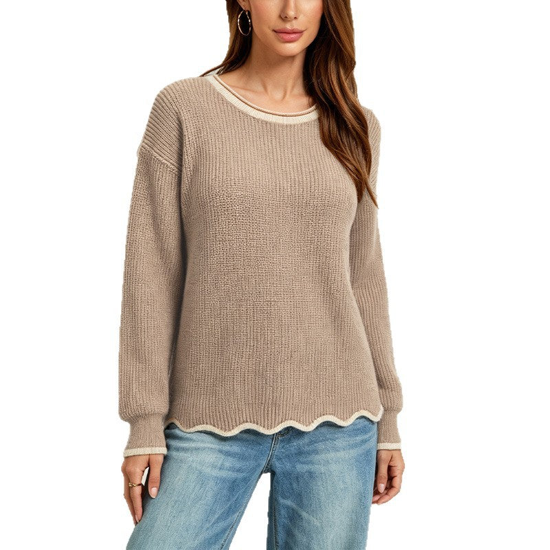 Vielseitiger Rundhals-Strickpullover für Damen