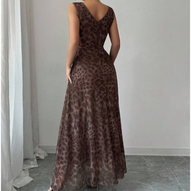 Leopard-Print-Langdress mit Puffrock und justierbarem Gürtel – Bild 5 | LuxeStyle