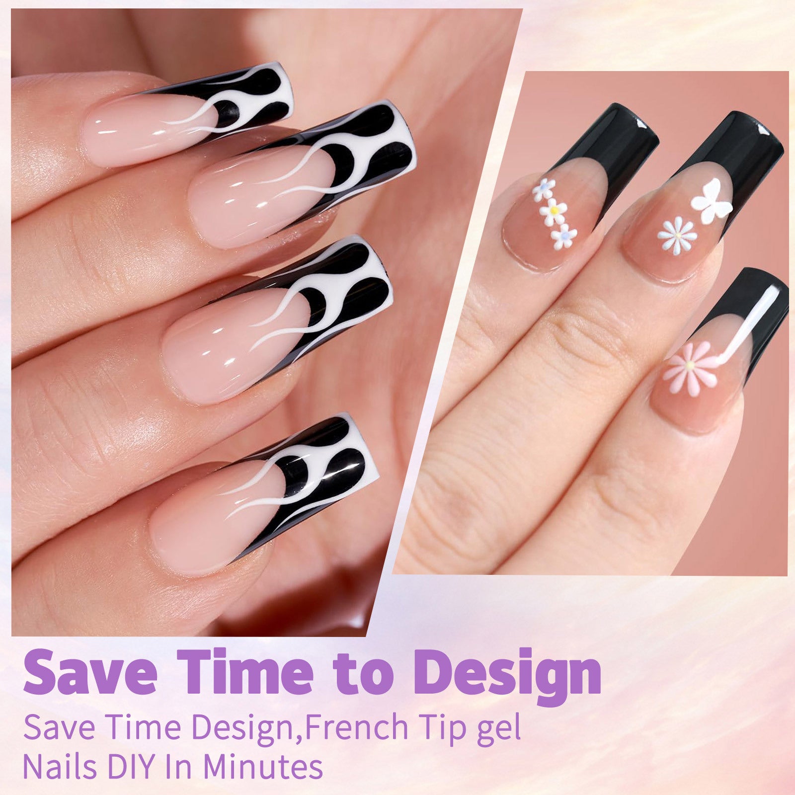 French Black Armour Wearable Nails
