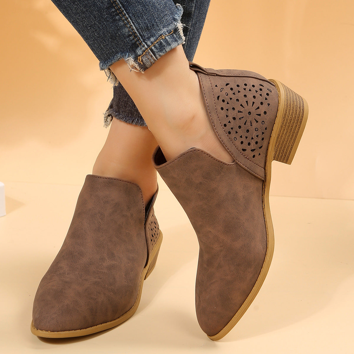 Frauen Martin Stiefel mit niedrigem Absatz