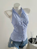 Gestreiftes ärmelloses Shirt für Damen – Bild 1 | LuxeStyle