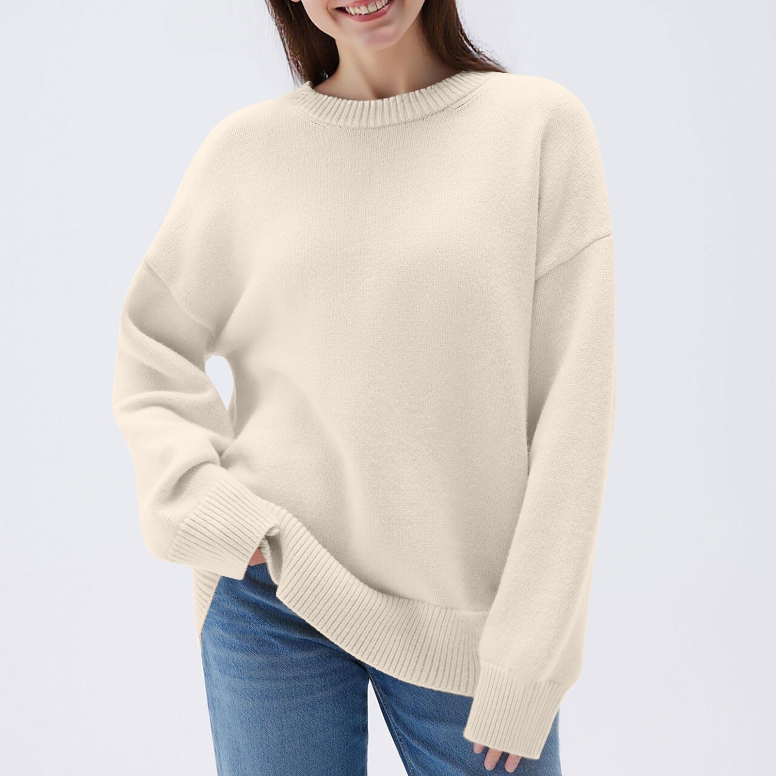 Lässiges Langarm-Sweatshirt mit Rundhals