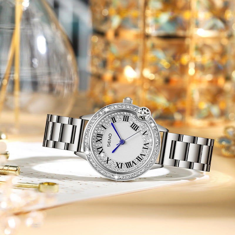 Quarz-Uhr mit Volldiamanten-Glanz aus Edelstahl – Bild 8 | LuxeStyle