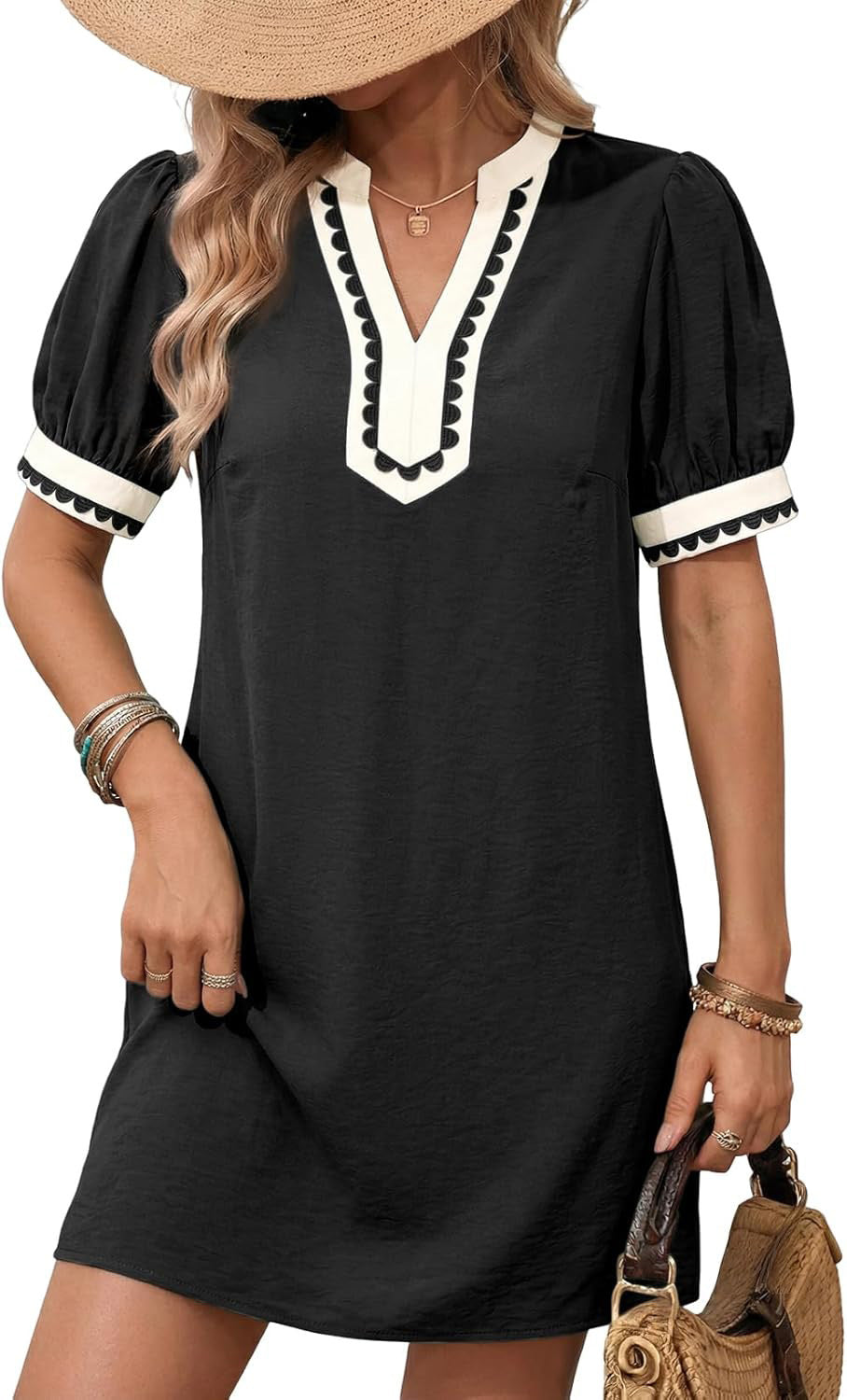 Tunika-Mini-Kleid «Riva» · V-Ausschnitt, Strand-Stil (Damen)