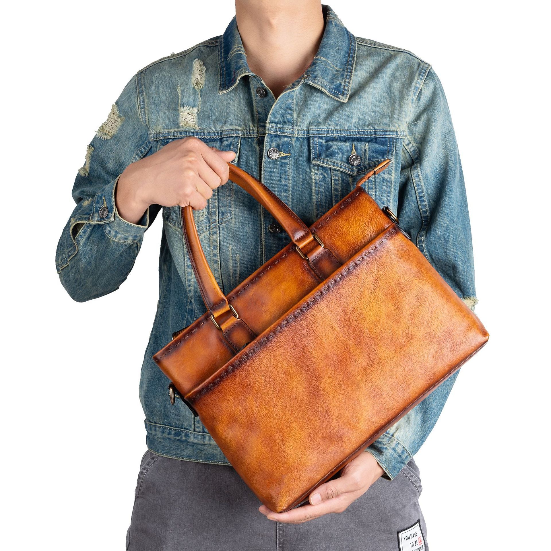 Herren Handtasche aus vollnarbigem Leder