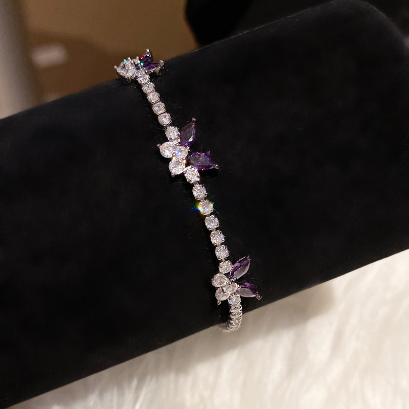 Armband mit Zirkonia-Blütenverschluss im French Style – Ansicht 5